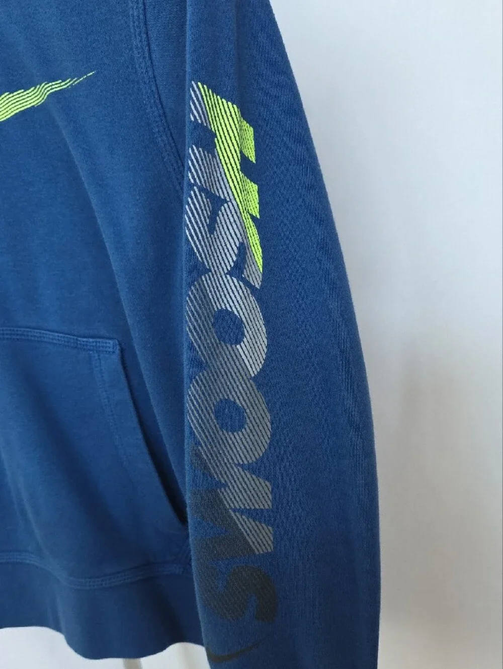 Nike Navy Hoodie with Lime Accent Swoosh
